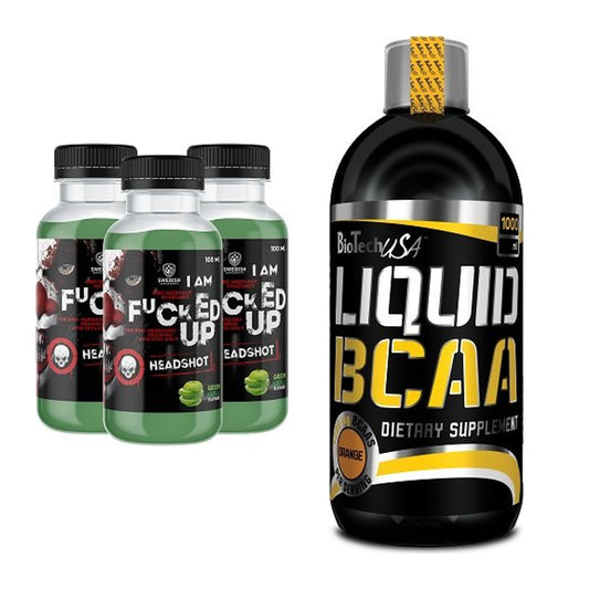 Treeningkomplekt: Swedish Supplements Fucked Up + BioTech Liquid BCAA – kõik esemed on kaasas