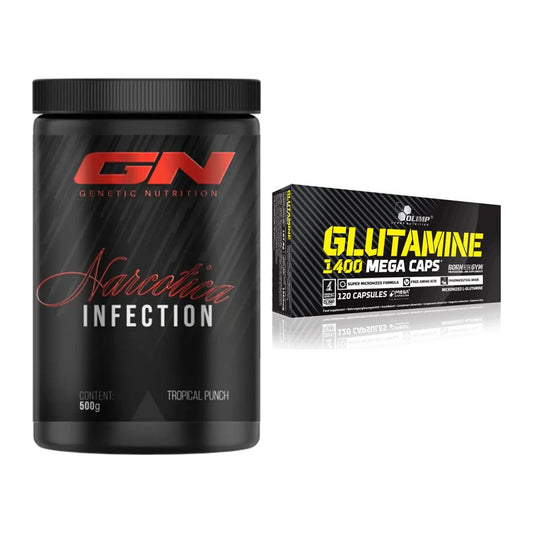 Trainings-Set: GN Narcotica Infection + Olimp L-Glutamine Mega Caps – alle enthaltenen Artikel