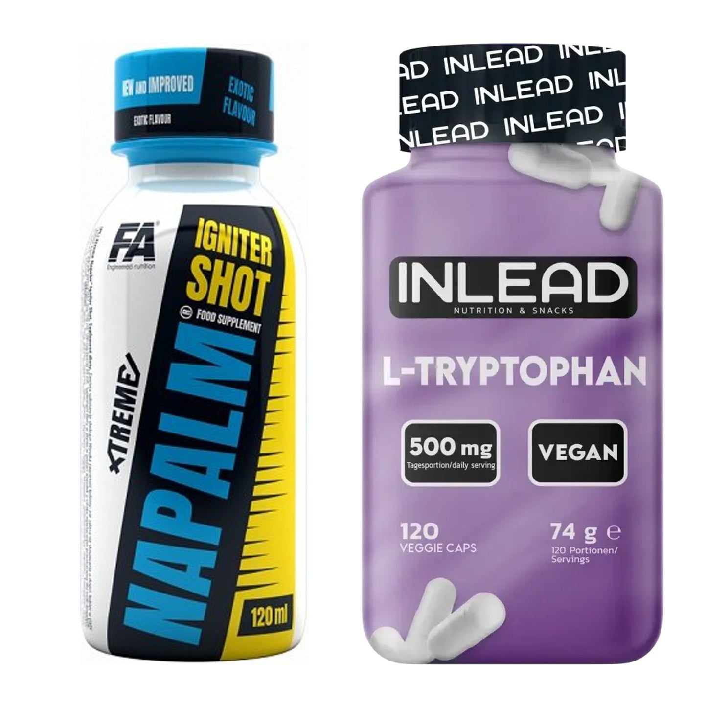 Trainings-Set: FA Nutrition Xtreme Napalm + INLEAD L-Tryptophan 500mg – alle enthaltenen Artikel