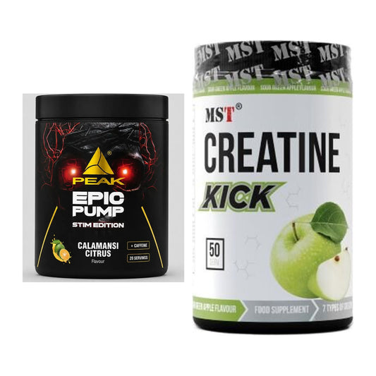 Set de antrenament: Peak Epic Pump Stim Edition + MST Creatine Kick - toate articolele incluse