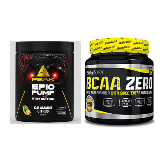 Trainings-Set: Peak Epic Pump Stim Edition + BioTech BCAA Zero – alle enthaltenen Artikel