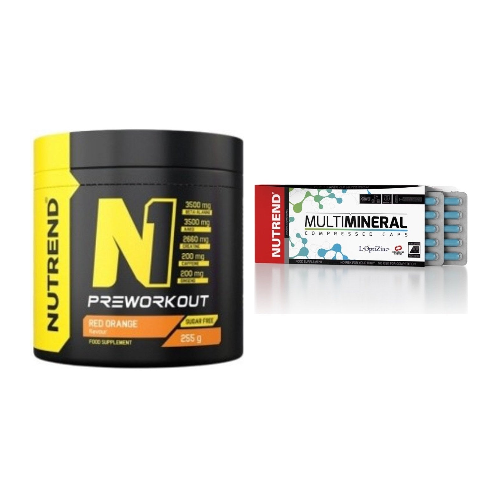 Trainings-Set: Nutrend N1 Preworkout 255g + Nutrend Multimineral – alle enthaltenen Artikel