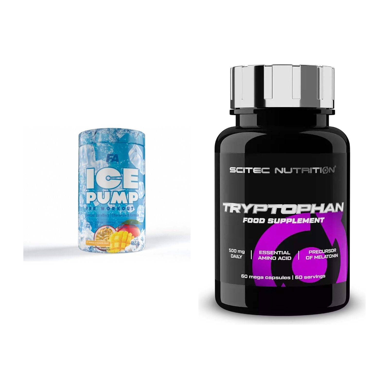 Trainings-Set: FA Nutrition ICE Pump Pre-Workout + Scitec Tryptophan – alle enthaltenen Artikel