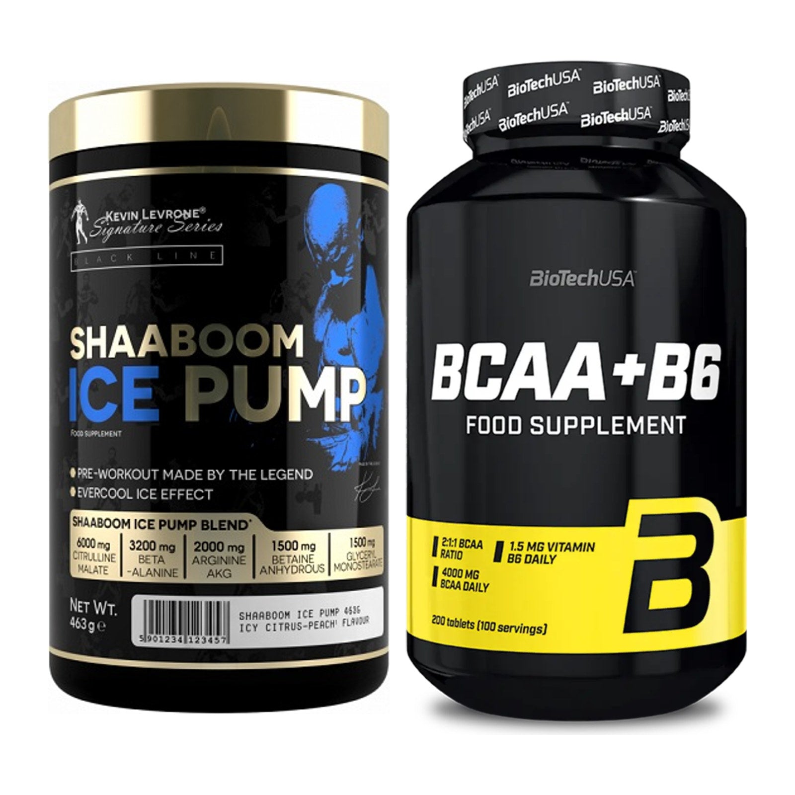 Trainings-Set: Kevin Levrone Shaaboom Ice + BioTech BCAA+B6 200 Tabl – alle enthaltenen Artikel