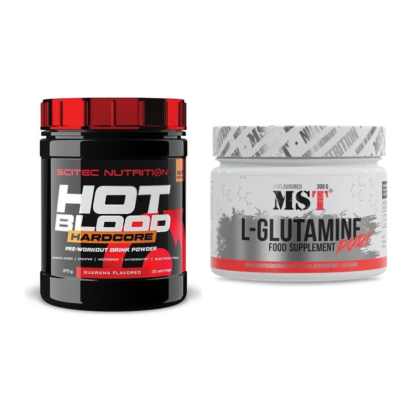 Trainings-Set: Scitec Hot Blood Hardcore + MST Glutamine – alle enthaltenen Artikel