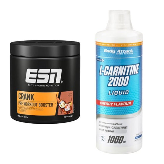 Trainings-Set: ESN Crank Booster + Body Attack L-Carnitine Liquid – alle enthaltenen Artikel