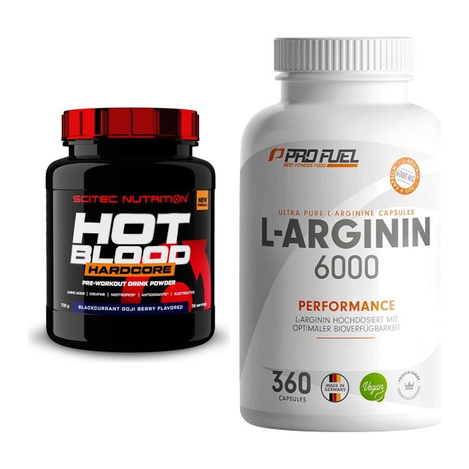 Trainings-Set: Scitec Hot Blood Hardcore + ProFuel L-Arginin 6000 – alle enthaltenen Artikel