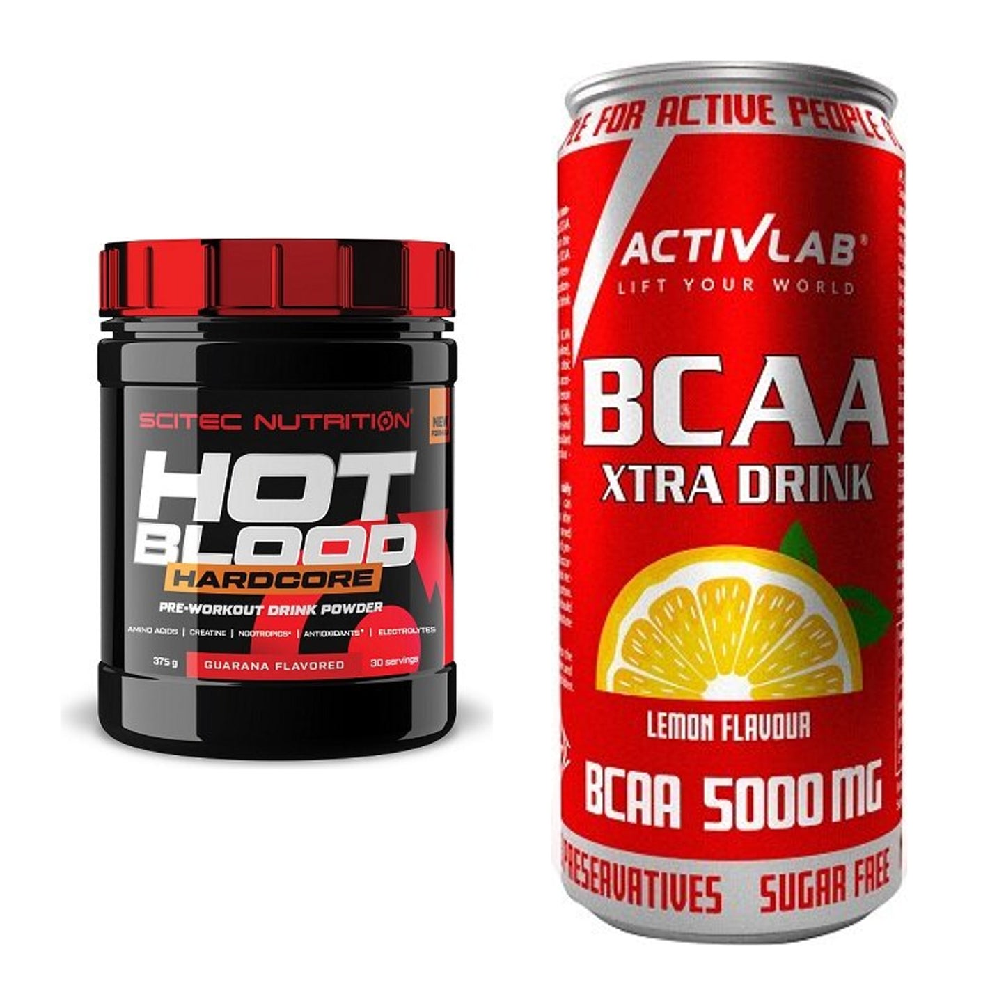 Trainings-Set: Scitec Hot Blood Hardcore + Activlab BCAA Xtra Drink – alle enthaltenen Artikel