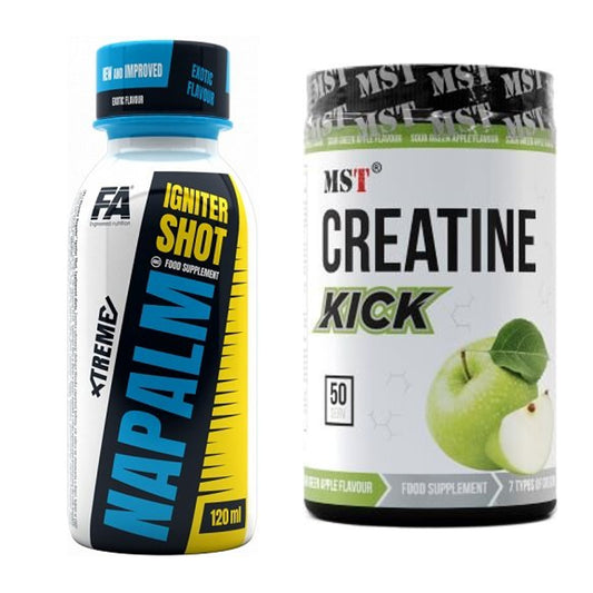 Trainings-Set: FA Nutrition Xtreme Napalm Igniter + MST Creatine Kick – alle enthaltenen Artikel