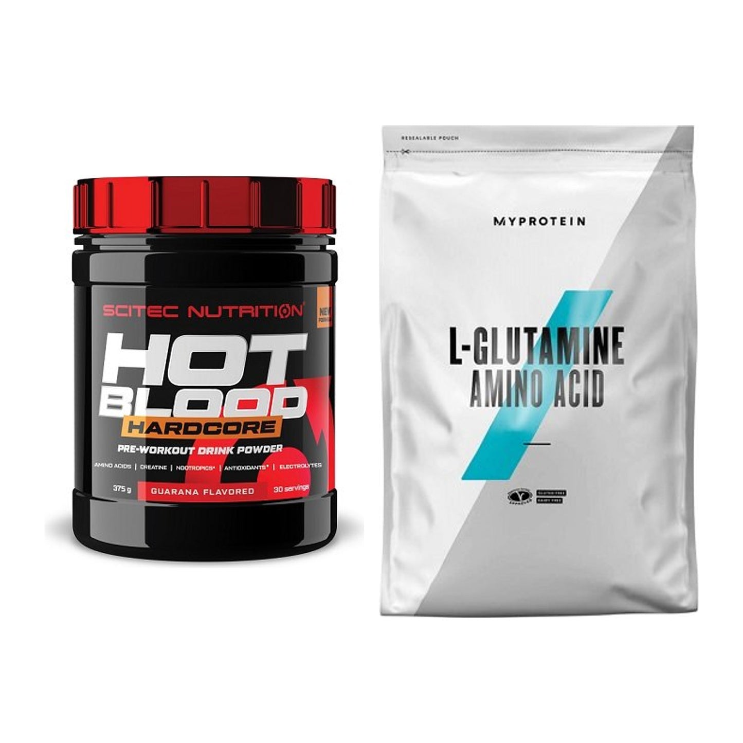 Trainings-Set: Scitec Hot Blood Hardcore + MyProtein Glutamin – alle enthaltenen Artikel