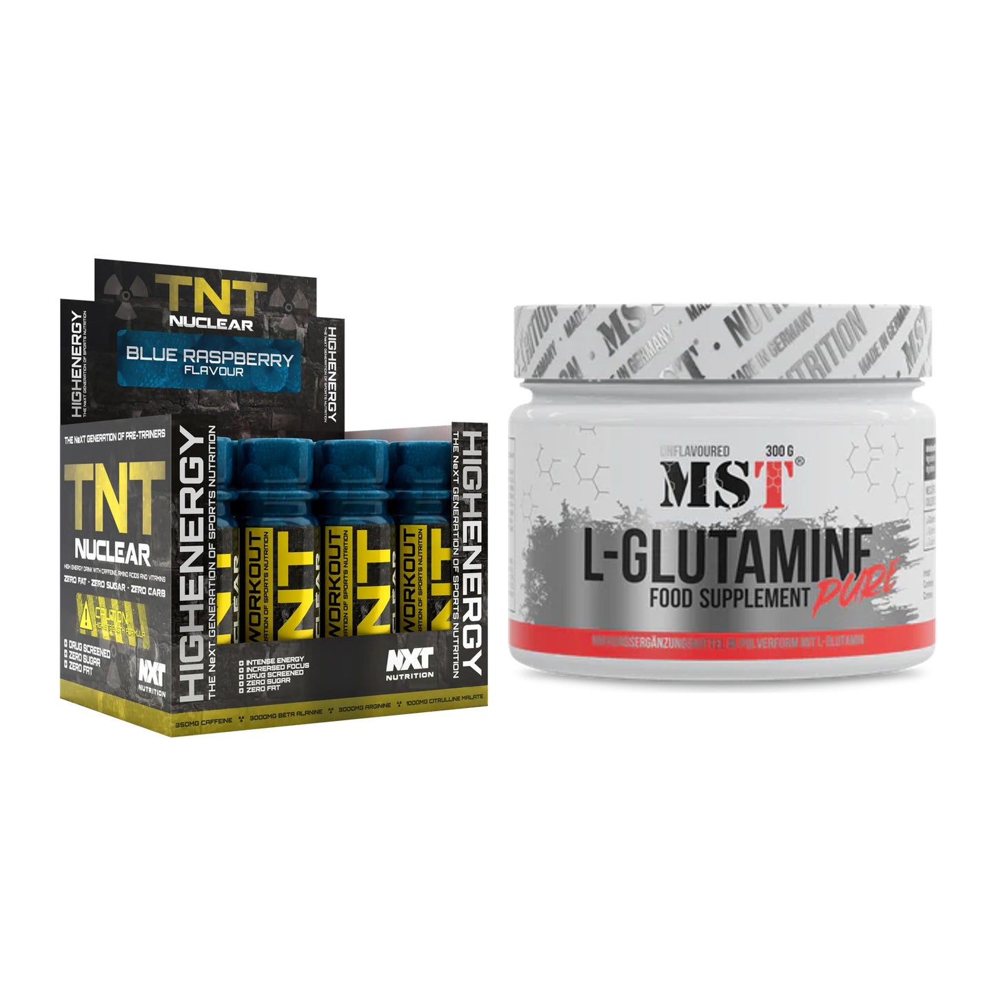 Trainings-Set: NXT Nutrition TNT Nuclear Shots + MST Glutamine – alle enthaltenen Artikel
