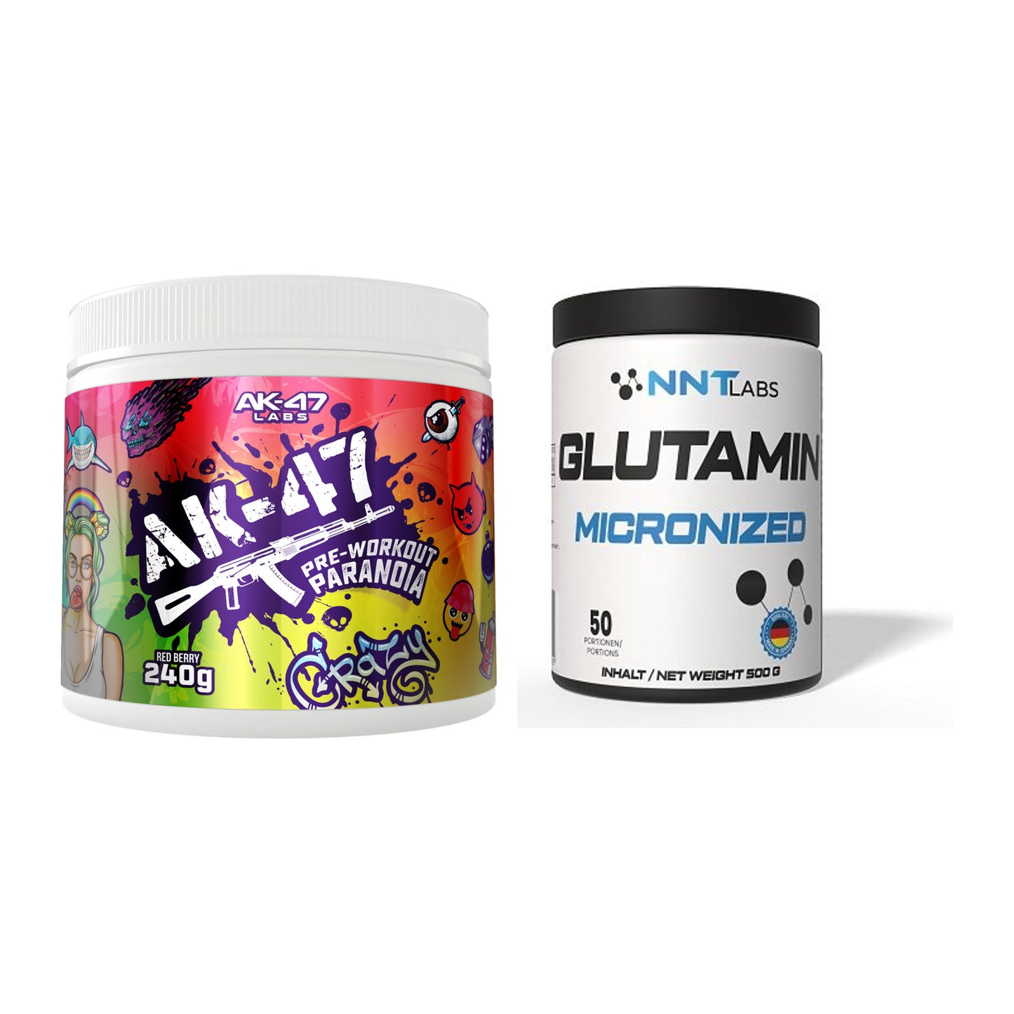 Trainings-Set: AK47 Labs Pre-Workout Paranoia + NNT Glutamin – alle enthaltenen Artikel