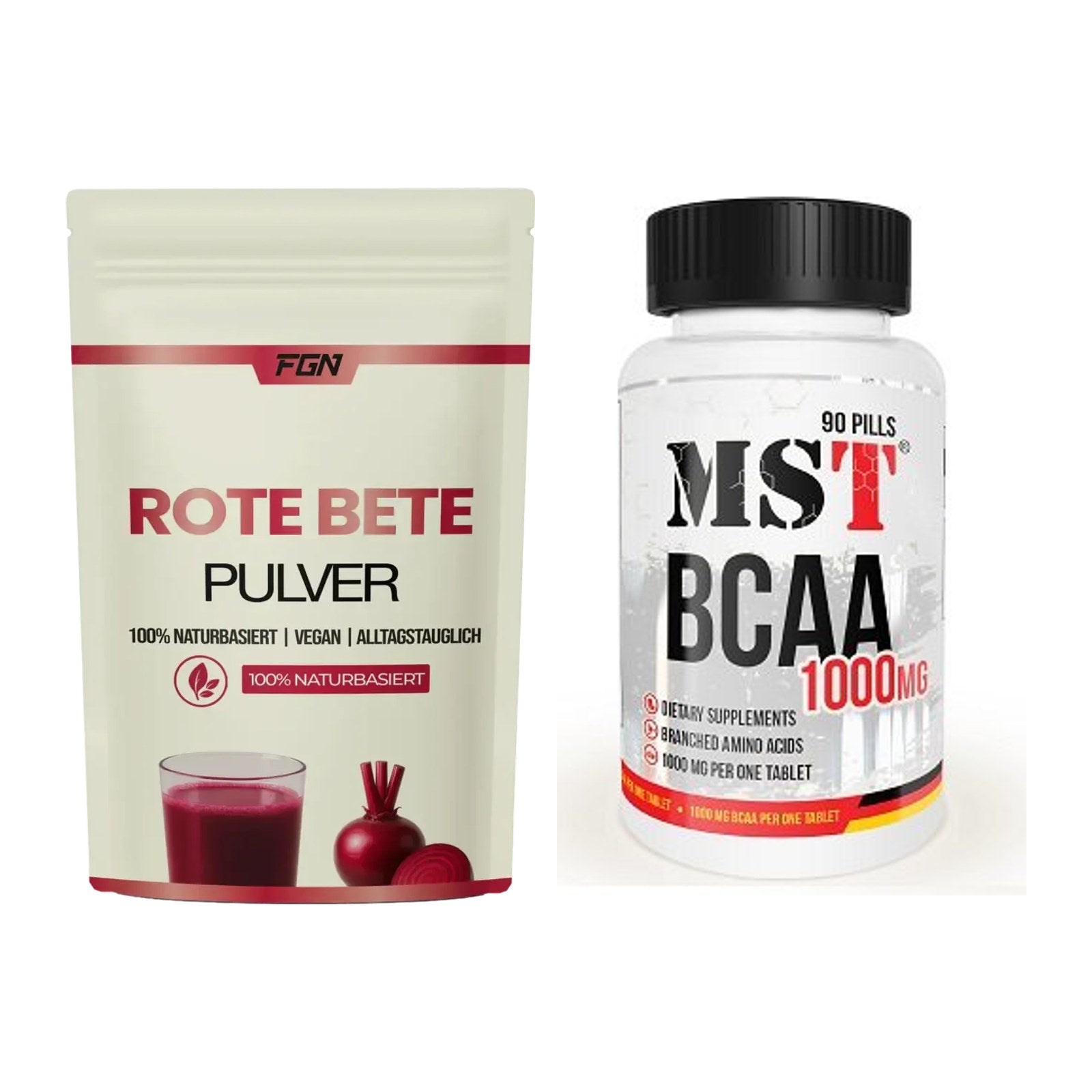 Trainings-Set: FGN Rote Beete Pulver + MST BCAA 1000 (90 Tabl.) – alle enthaltenen Artikel