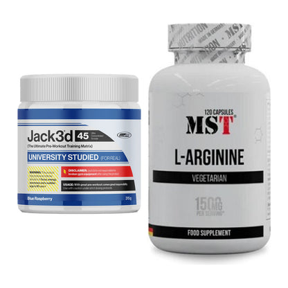 Trainings-Set: USP Labs Jack3d 45 Serv. + MST L-Arginine 120 Kaps. – alle enthaltenen Artikel