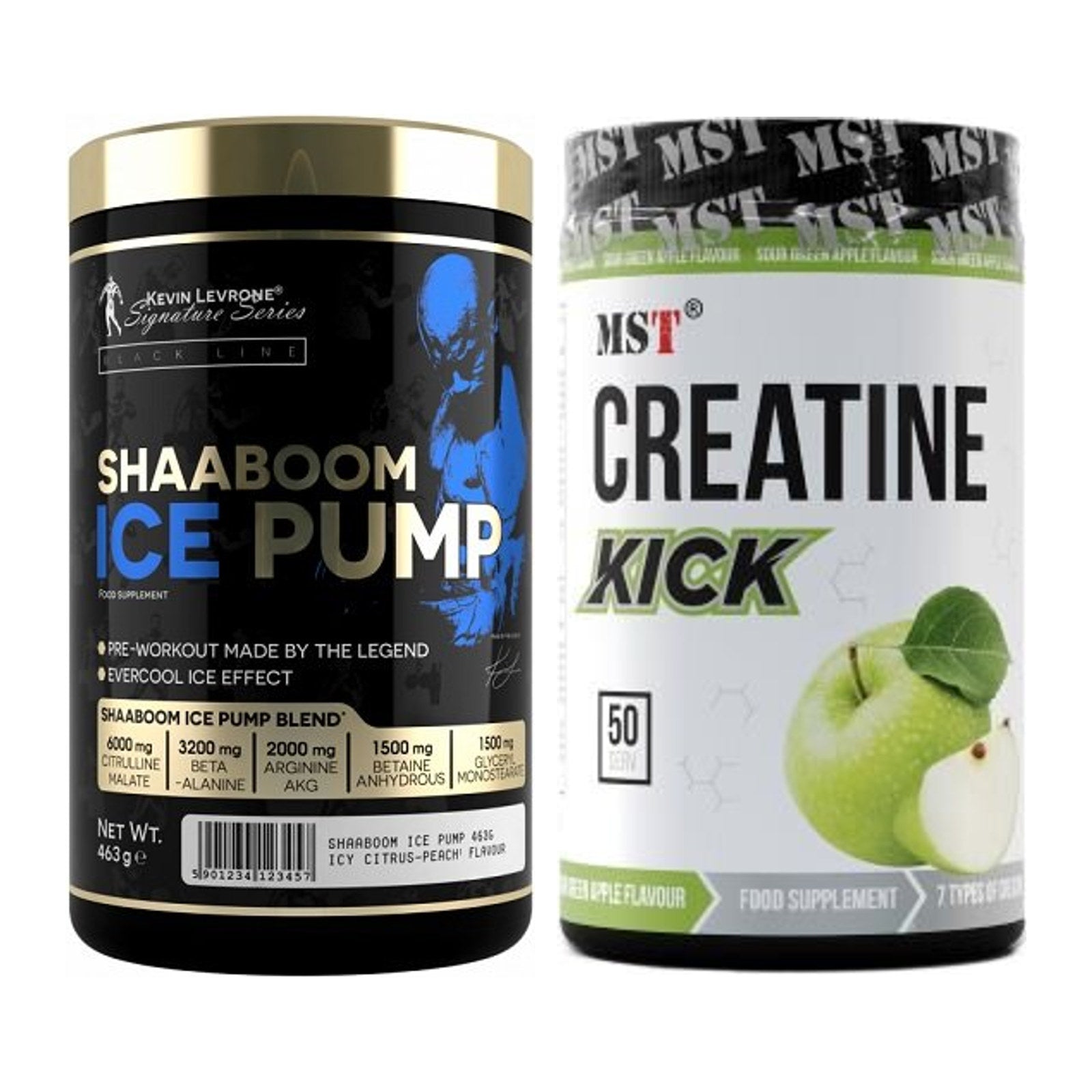 Trainings-Set: Kevin Levrone Shaaboom Ice + MST Creatine Kick 500g – alle enthaltenen Artikel