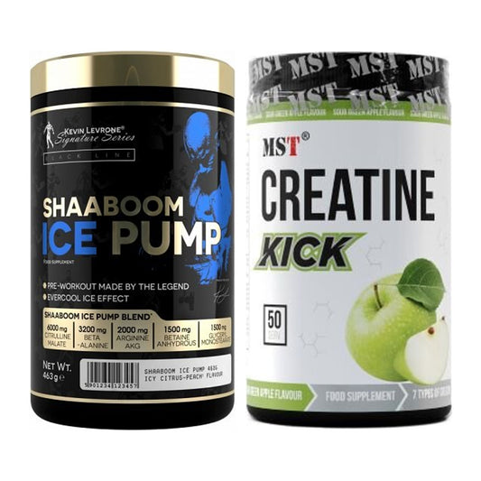 Trainings-Set: Kevin Levrone Shaaboom Ice + MST Creatine Kick 500g – alle enthaltenen Artikel