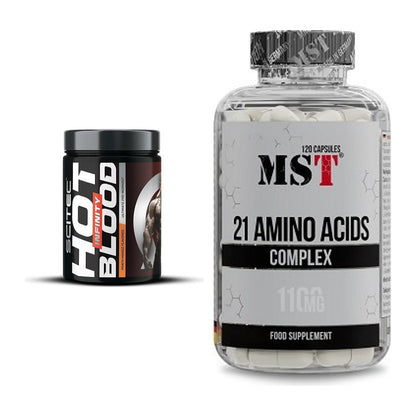 Trainings-Set: Scitec Hot Blood INFINITY + MST 21 Amino Acids – alle enthaltenen Artikel