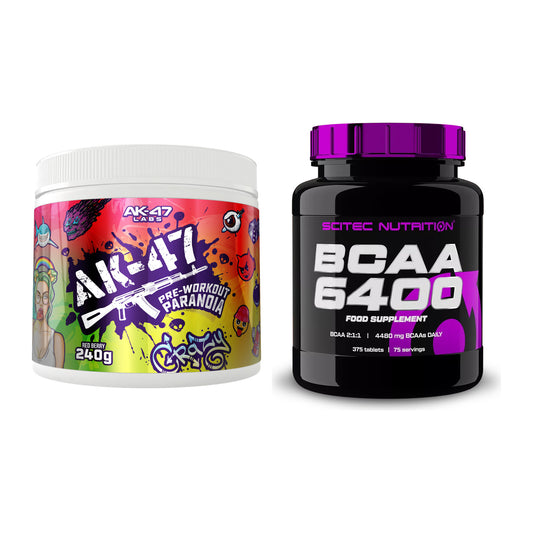 Trainings-Set: AK47 Labs Pre-Workout Paranoia + Scitec BCAA 6400 – alle enthaltenen Artikel