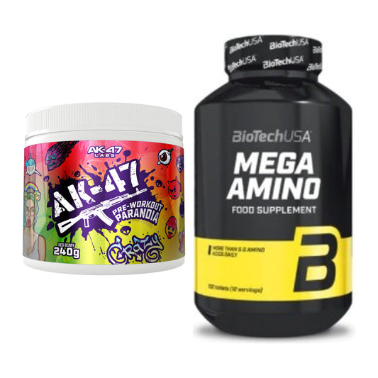 Trainings-Set: AK47 Labs Pre-Workout Paranoia + BioTech Mega Amino – alle enthaltenen Artikel