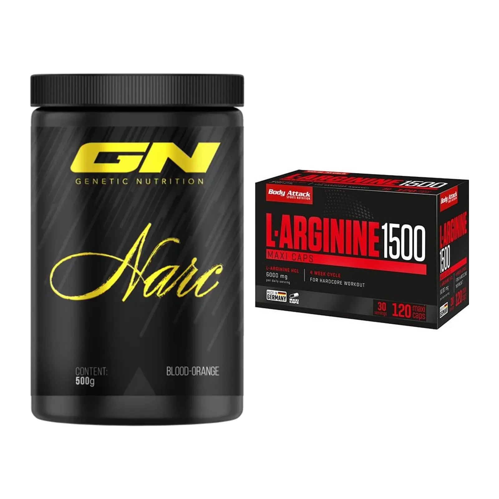 Trainings-Set: GN Narc + Body Attack L-Arginin 1500 – alle enthaltenen Artikel