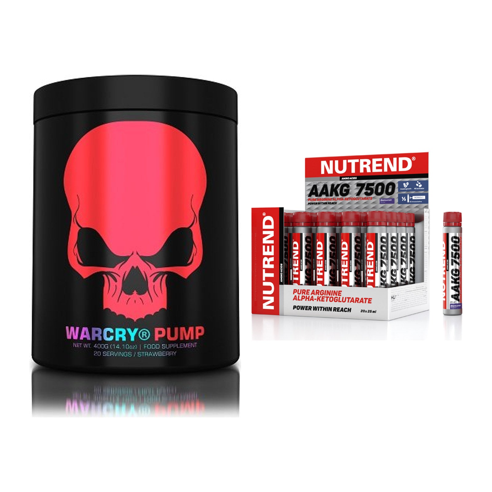 Trainings-Set: Genius Nutrition Warcry PUMP + Nutrend AAKG 7500 Shots – alle enthaltenen Artikel