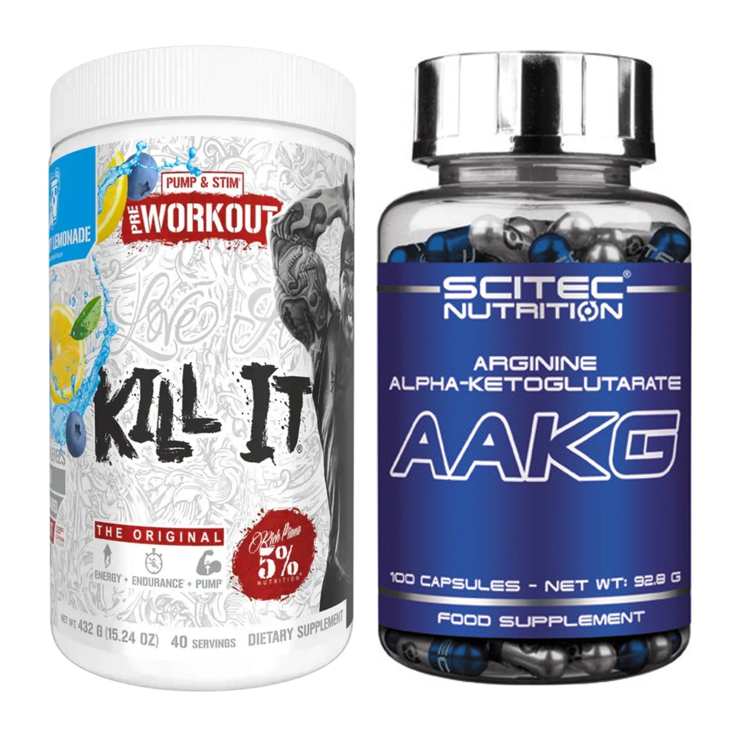 Trainings-Set: Rich Piana 5% Nutrition Kill It + Scitec AAKG – alle enthaltenen Artikel