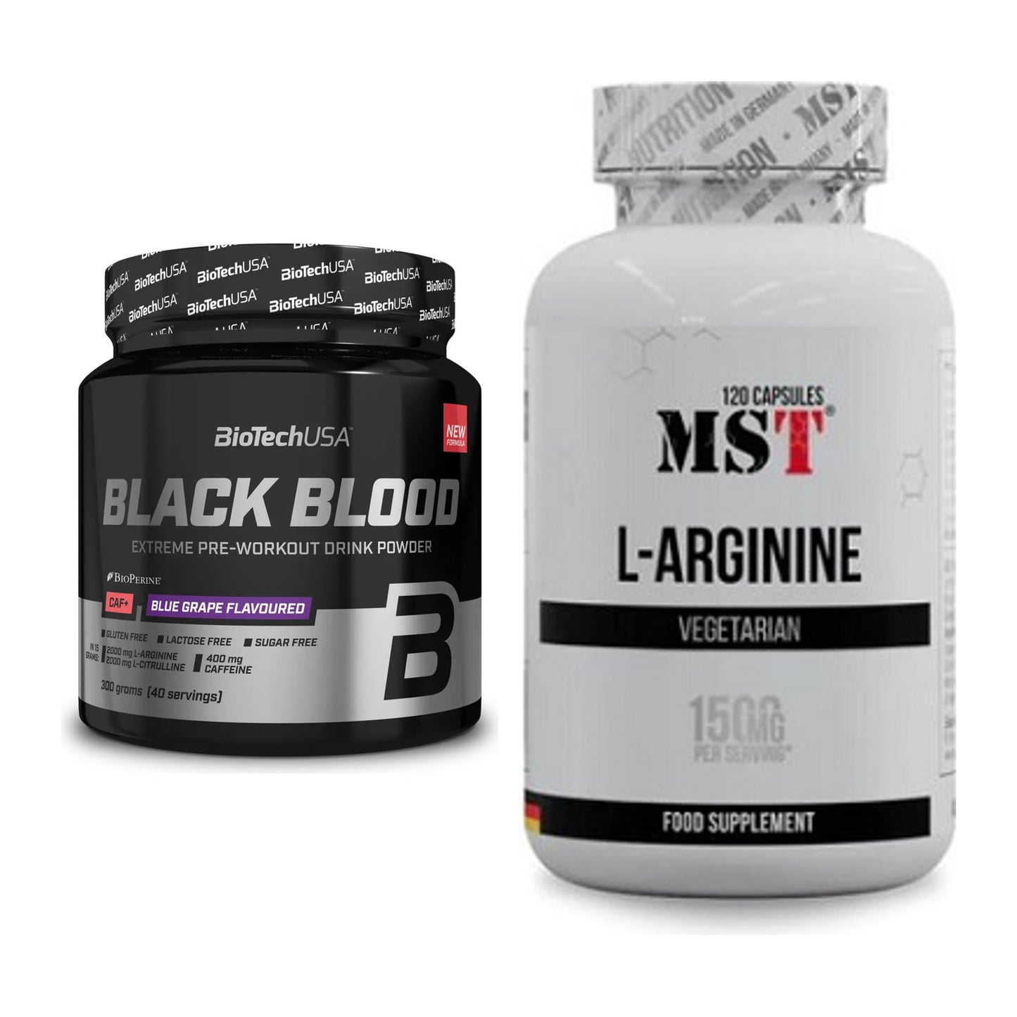 Trainings-Set: BioTech Black Blood CAF + MST L-Arginine 120 Kaps. – alle enthaltenen Artikel