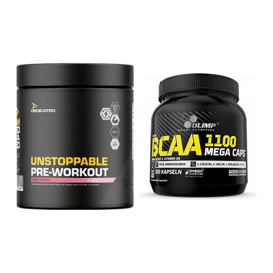 Trainings-Set: Dedicated Unstoppable + Olimp BCAA Mega Caps – alle enthaltenen Artikel