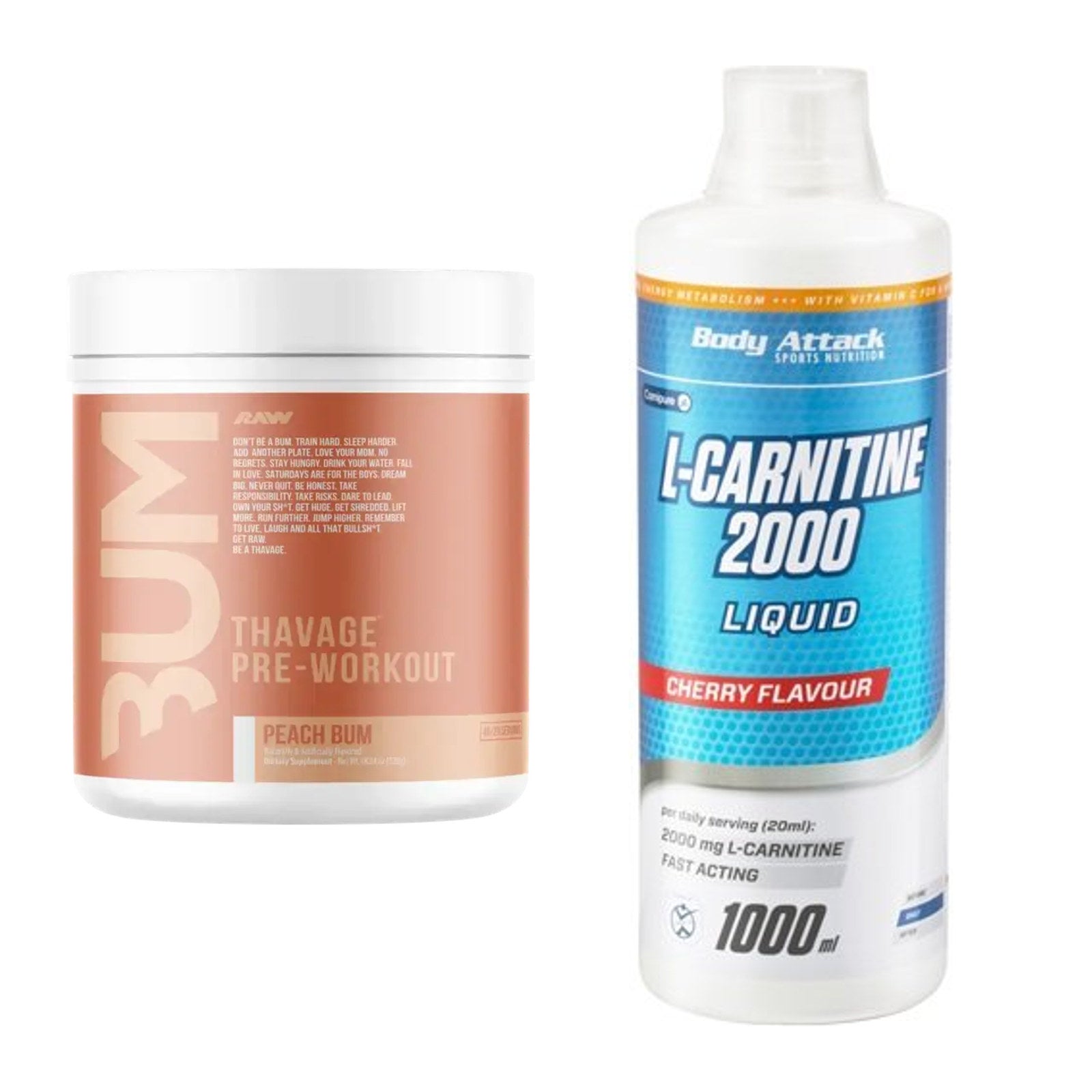 Trainings-Set: RAW Nutrition CBUM Thavage + Body Attack L-Carnitine – alle enthaltenen Artikel