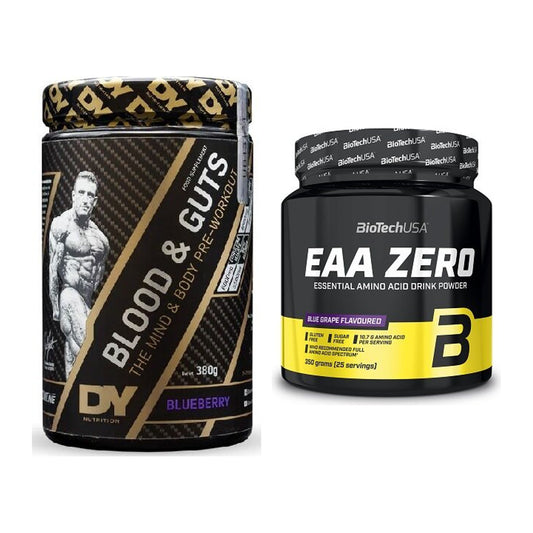 Zestaw treningowy: DY Nutrition Blood&Guts + BioTech EAA Zero - wszystkie elementy w zestawie