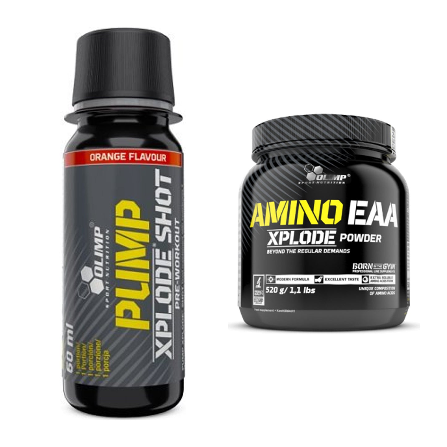 Trainings-Set: Olimp Pump Xplode Shot + Olimp Amino EAA Xplode- 520g – alle enthaltenen Artikel
