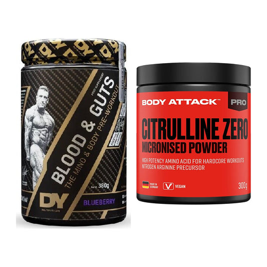 Träningsset: DY Nutrition Blood&Guts + Body Attack 100% - allt ingår