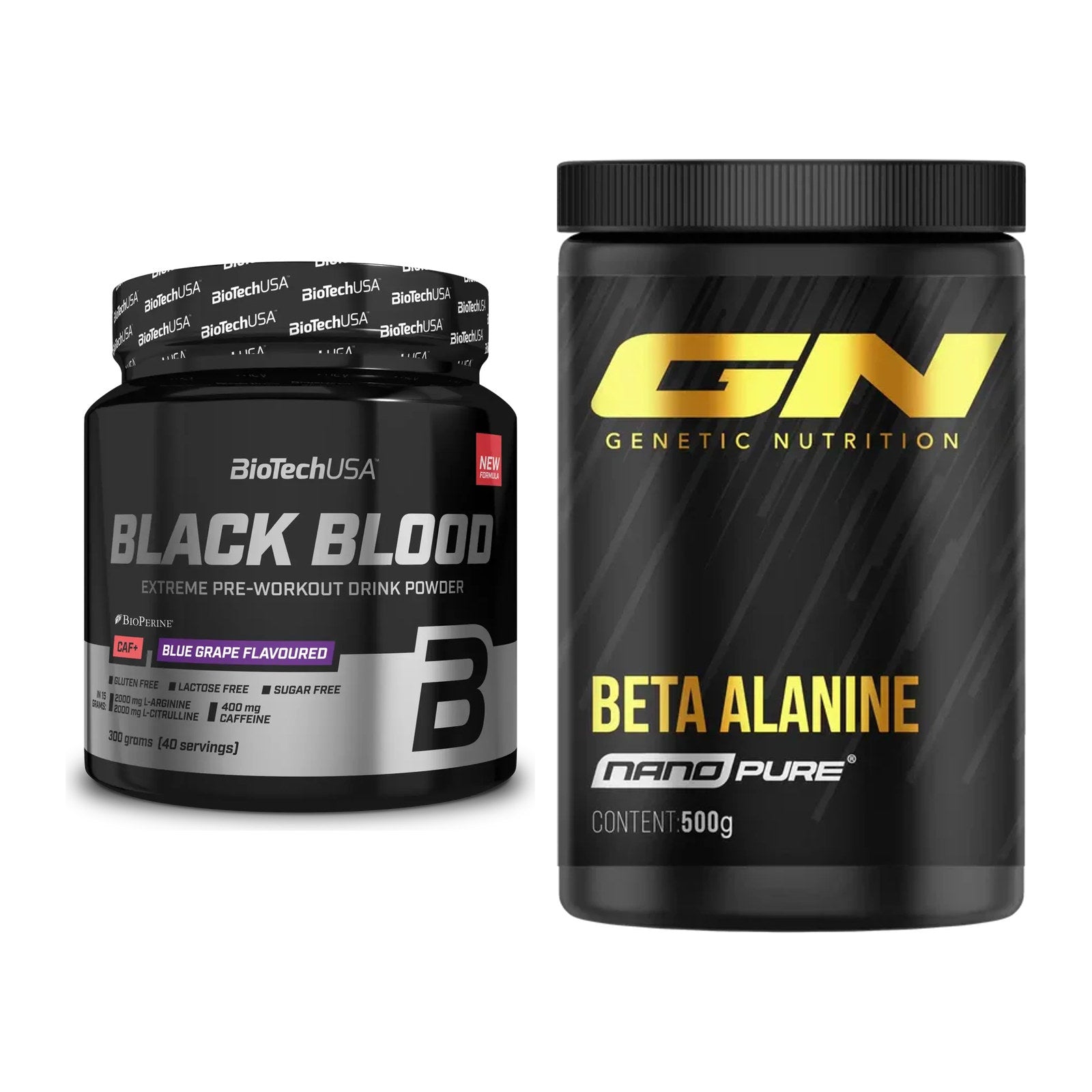 Trainings-Set: BioTech Black Blood CAF + GN Nano Beta Alanine – alle enthaltenen Artikel