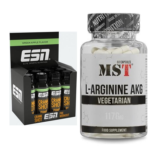 Trainings-Set: ESN Crank Pump Shot + MST Arginin AAKG 1178mg – alle enthaltenen Artikel