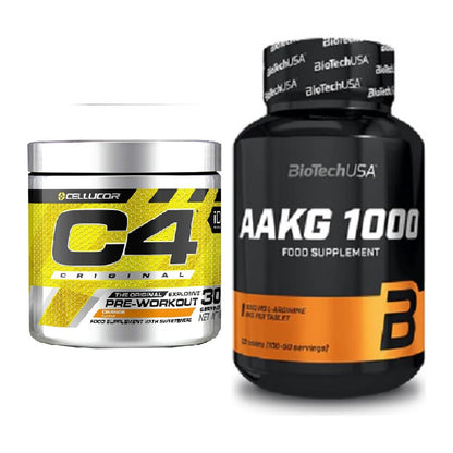 Trainings-Set: Cellucor C4 Original + BioTech AAKG 1000mg 100 – alle enthaltenen Artikel