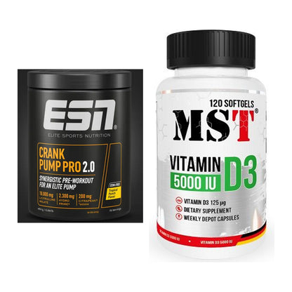 Trainings-Set: ESN Crank Pump Pro 2.0 + MST Vitamin D3 5000IU 120 – alle enthaltenen Artikel