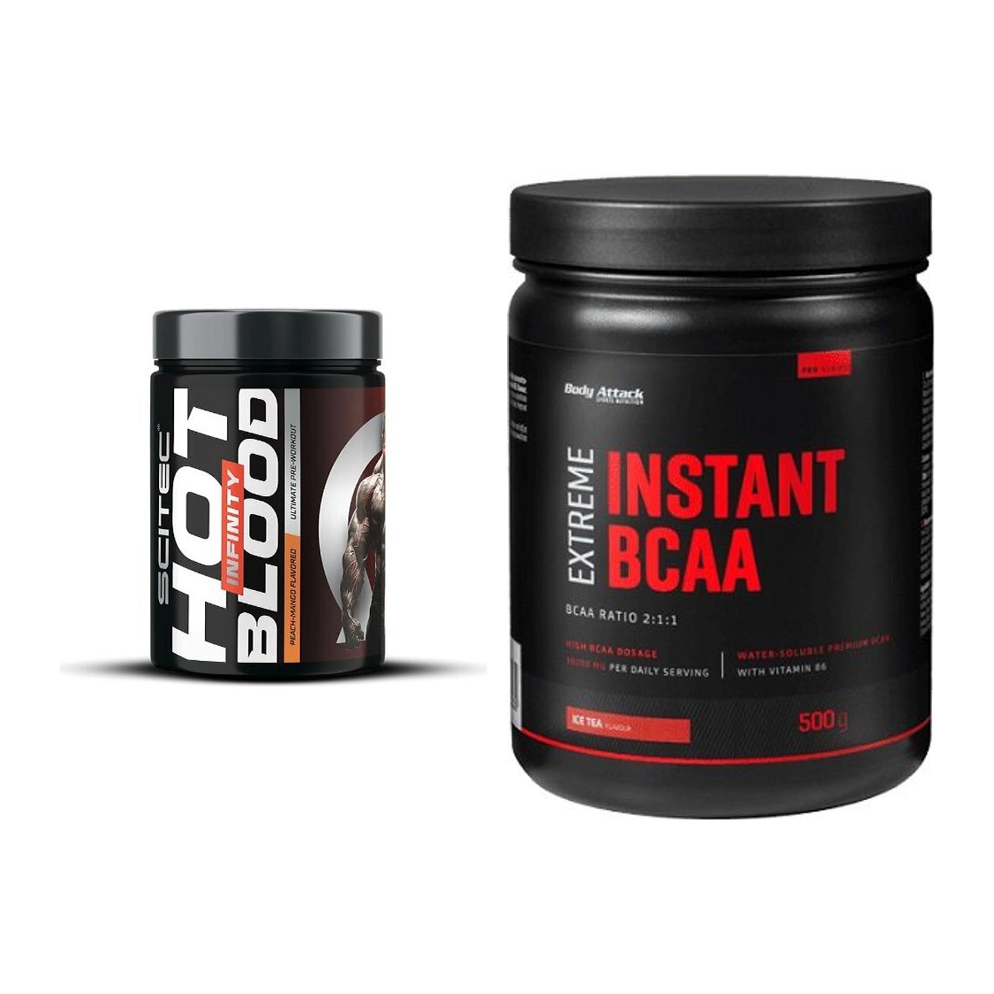 Trainings-Set: Scitec Hot Blood INFINITY + Body Attack Instant BCAA – alle enthaltenen Artikel