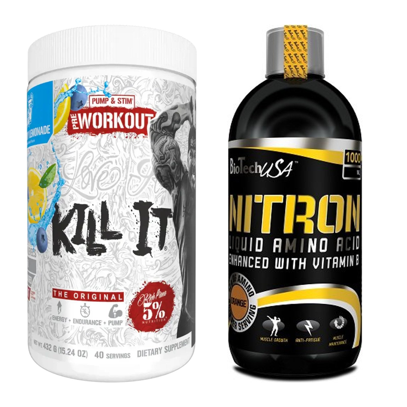 Trainings-Set: Rich Piana 5% Nutrition Kill It + BioTech Liquid Amino – alle enthaltenen Artikel