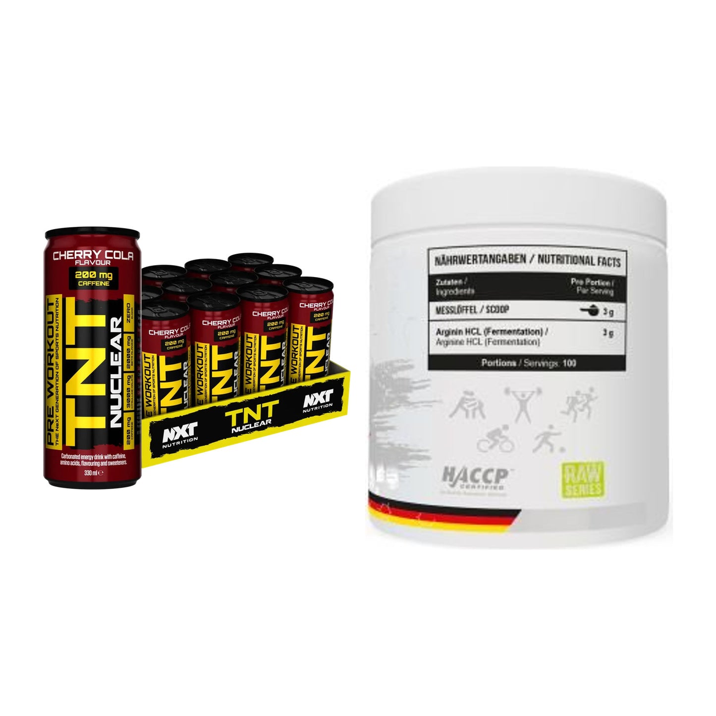 Trainings-Set: NXT Nutrition TNT NUCLEAR + MST Arginine HCL – alle enthaltenen Artikel