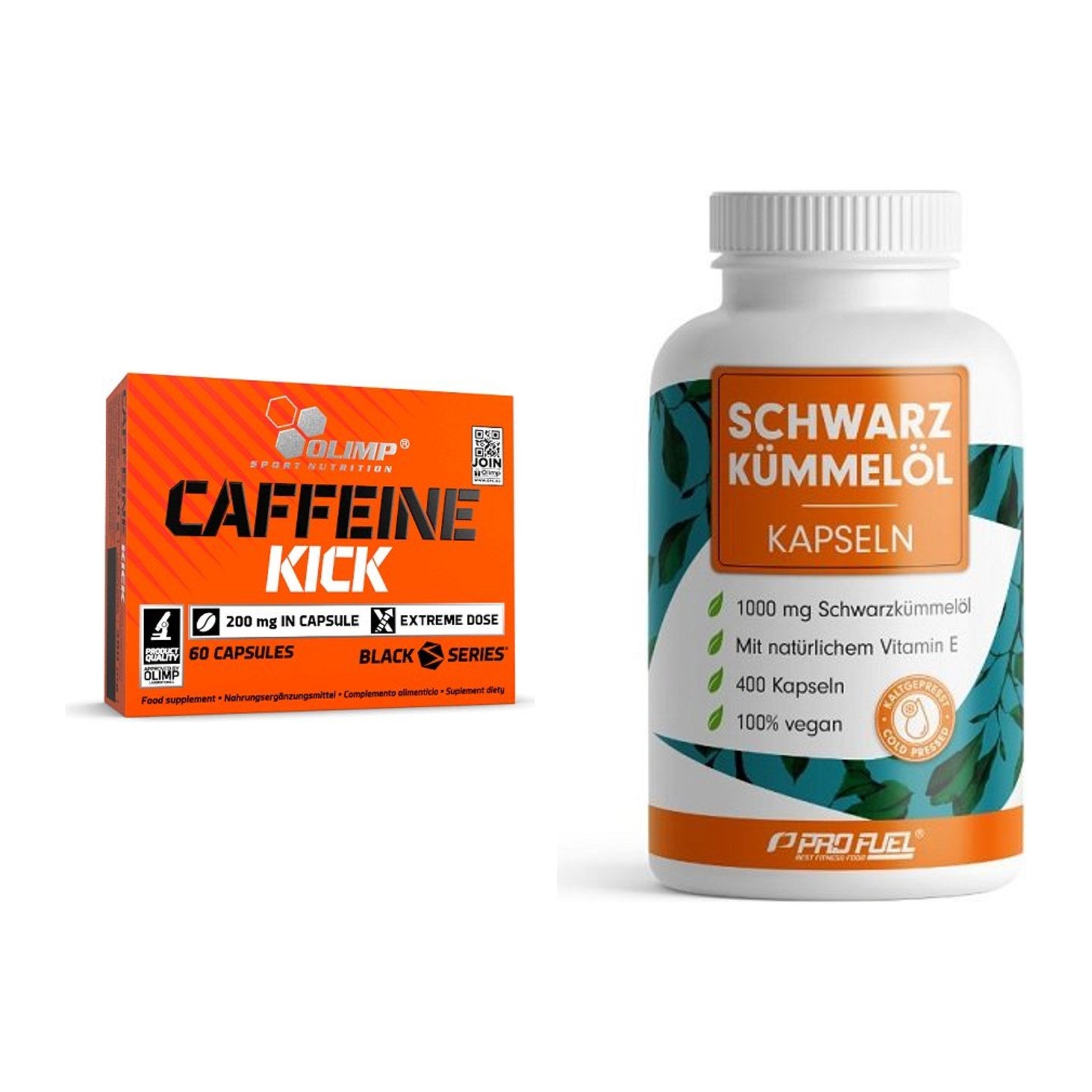 Trainings-Set: Olimp Caffeine Kick + ProFuel Schwarzkümmelöl – alle enthaltenen Artikel