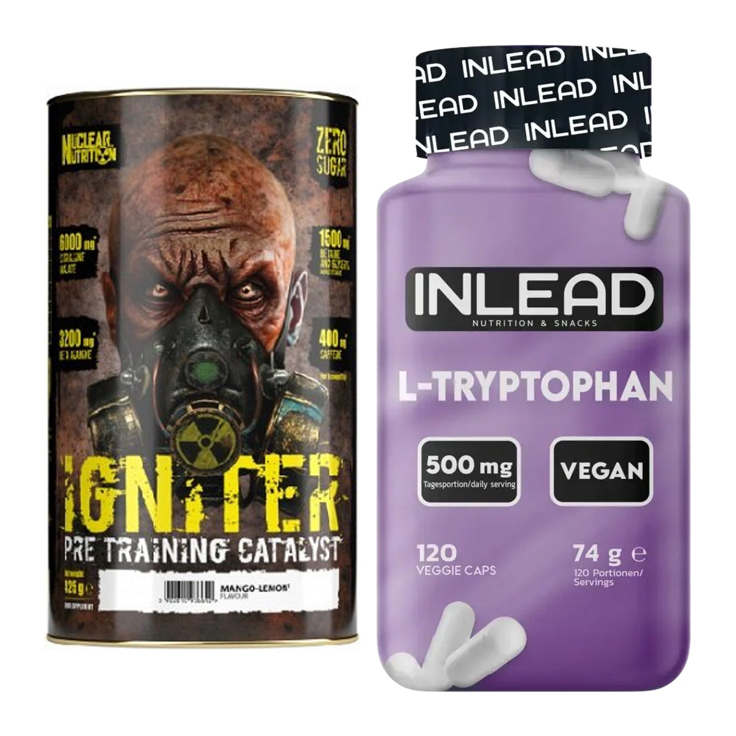 Trainings-Set: Nuclear Nutrition IGNITER + INLEAD L-Tryptophan 500mg – alle enthaltenen Artikel
