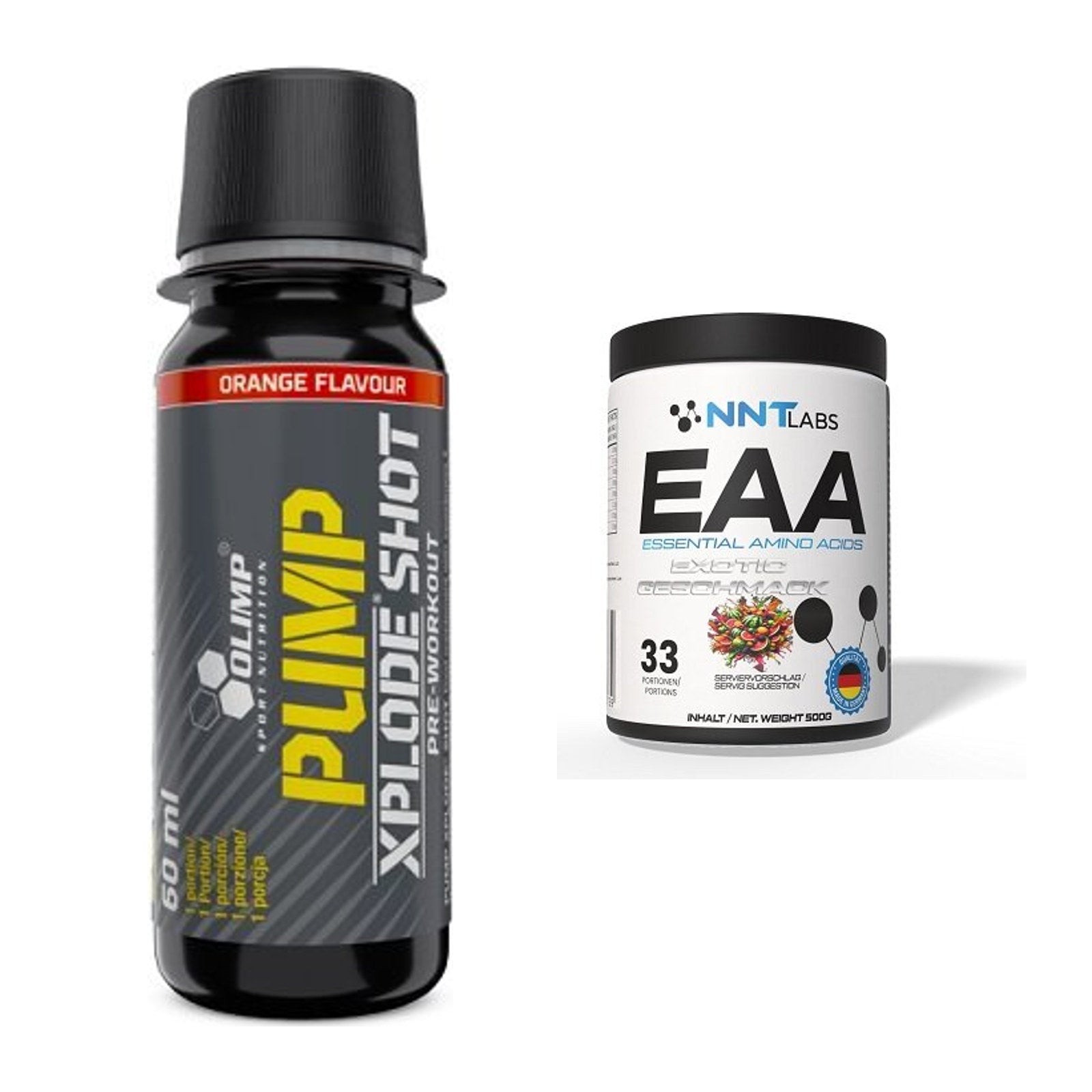 Trainings-Set: Olimp Pump Xplode Shot + NNT EAA – alle enthaltenen Artikel