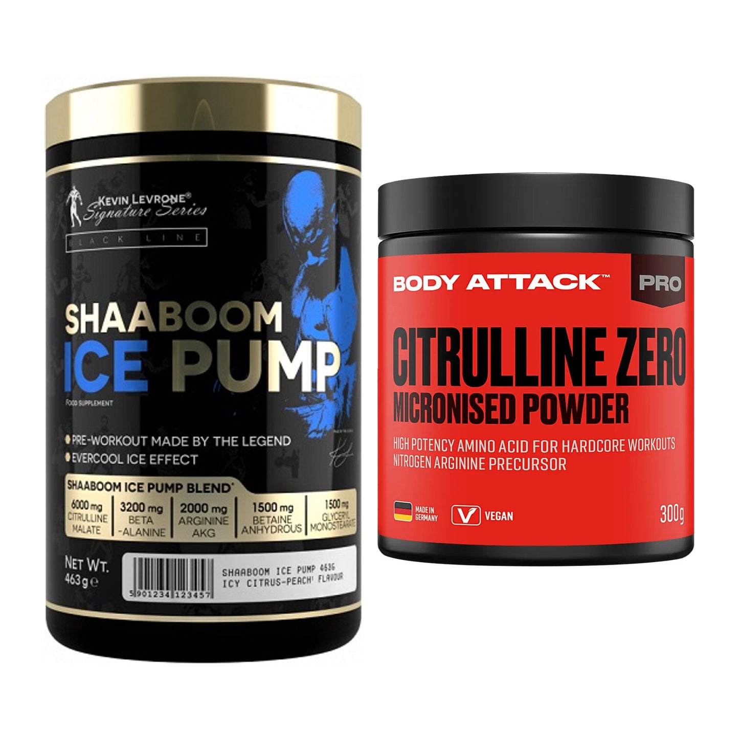 Trainings-Set: Kevin Levrone Shaaboom Ice + Body Attack 100 % – alle enthaltenen Artikel