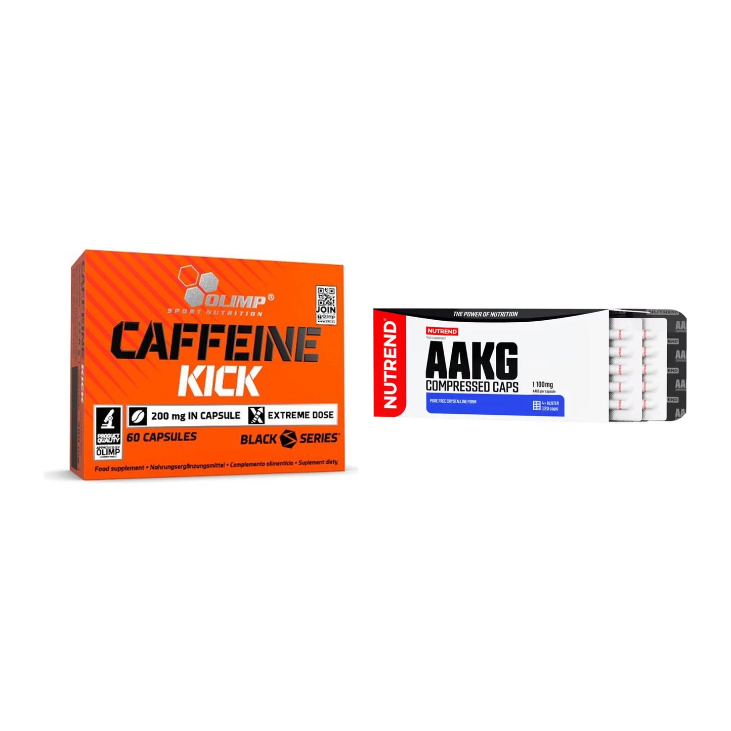 Trainings-Set: Olimp Caffeine Kick + Nutrend AAKG Compressed Kapseln – alle enthaltenen Artikel