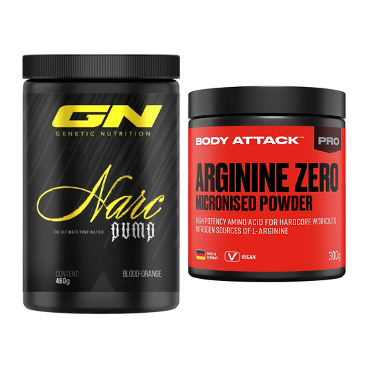 Trainings-Set: GN Narc Pump + Body Attack 100 % Arginine Zero – alle enthaltenen Artikel