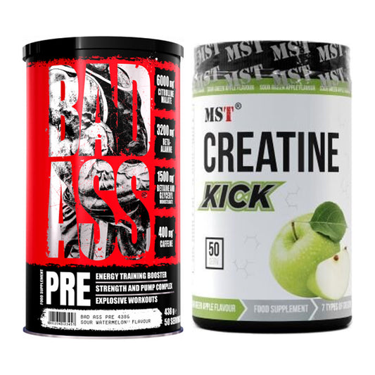 Trainings-Set: BAD ASS Pre + MST Creatine Kick – alle enthaltenen Artikel