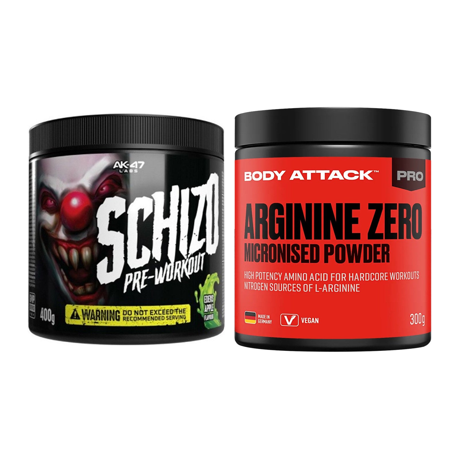 Trainings-Set: AK47 Labs Schizo + Body Attack 100 % Arginine – alle enthaltenen Artikel