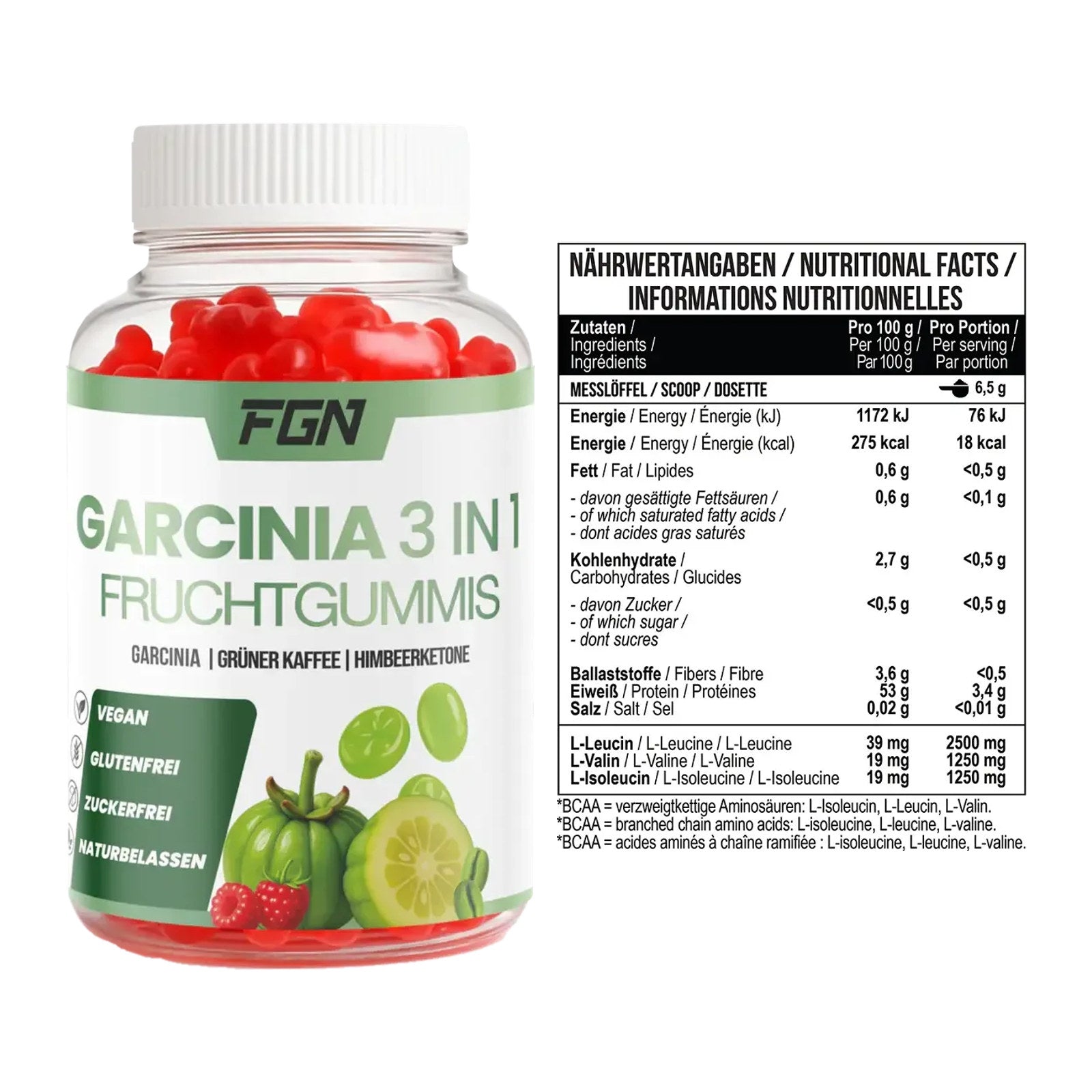 Trainings-Set: FGN Garcinia 60 Fruchtgummies + MST BCAA Zero – alle enthaltenen Artikel
