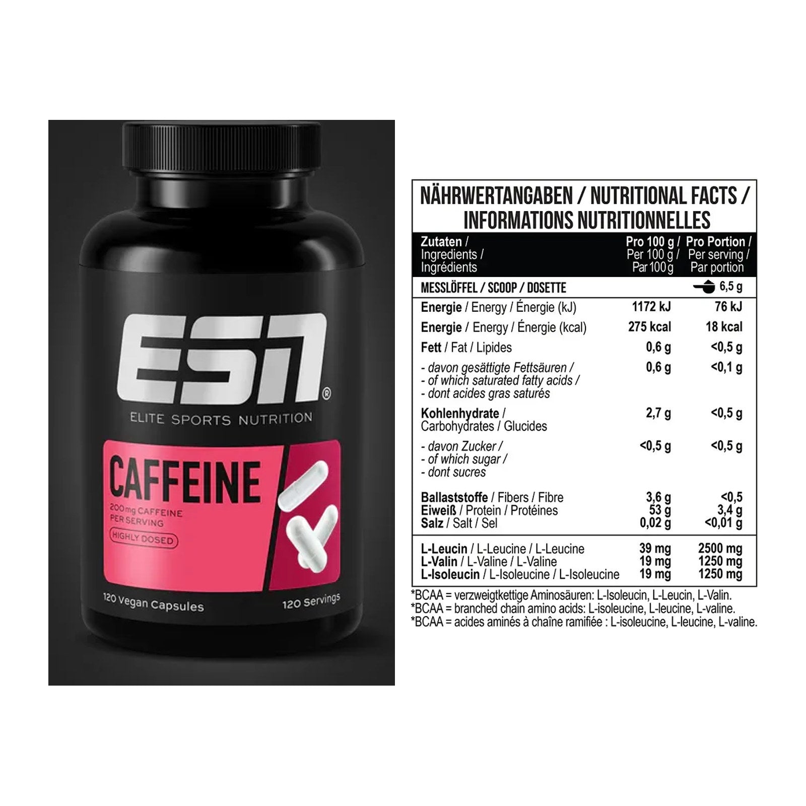 Trainings-Set: ESN Caffeine Caps + MST BCAA Zero – alle enthaltenen Artikel