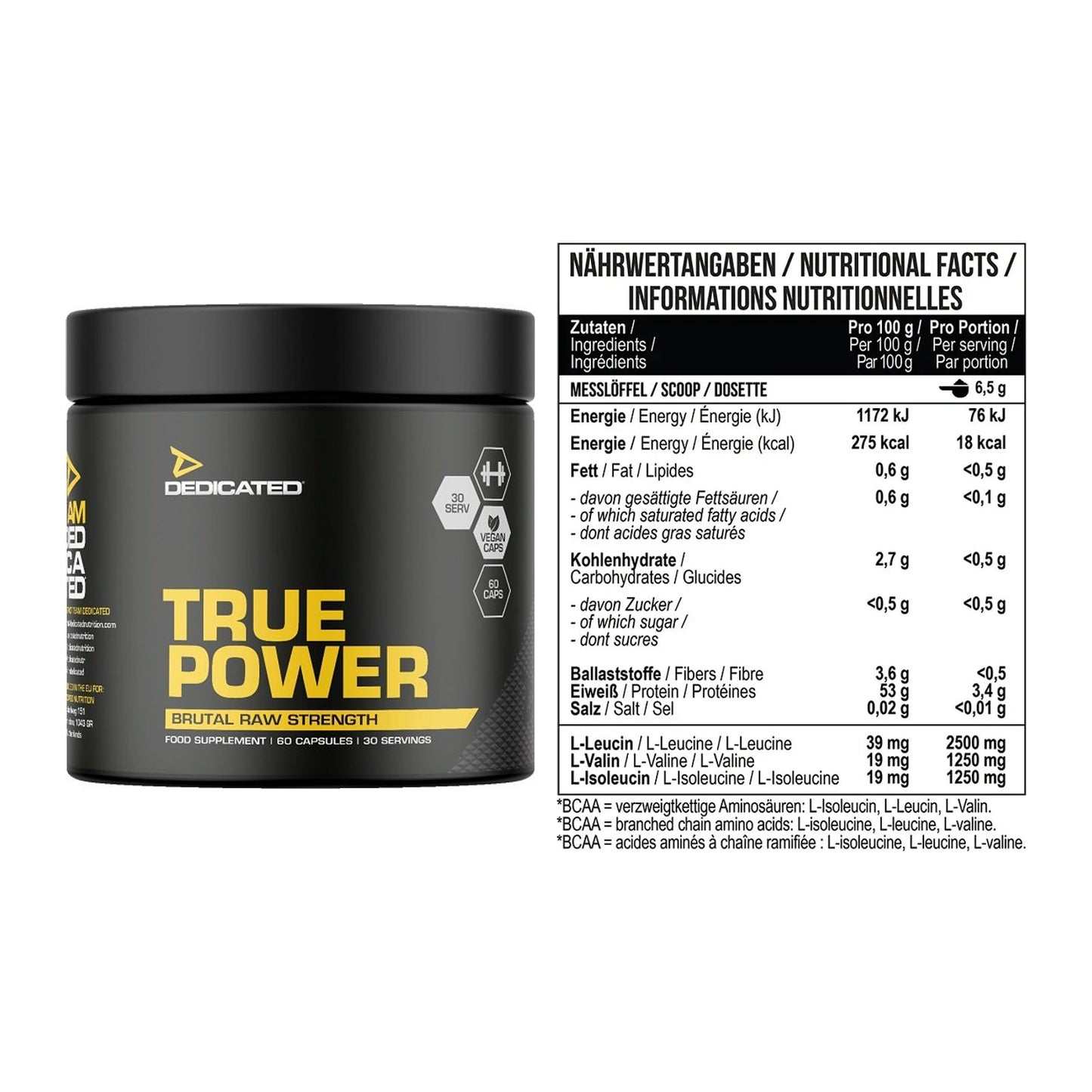 Trainings-Set: Dedicated True Power + MST BCAA Zero – alle enthaltenen Artikel